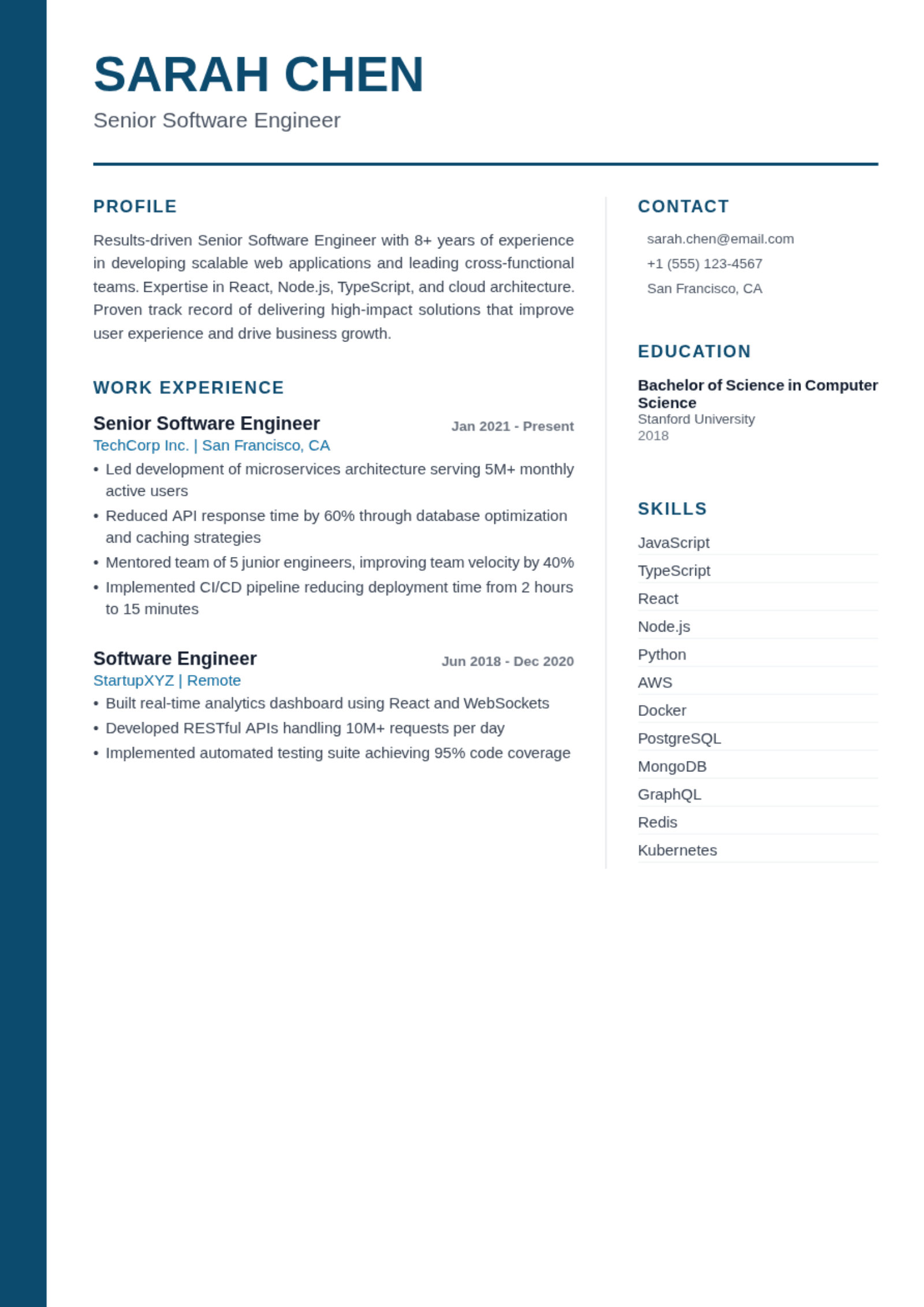 corporate CV template preview