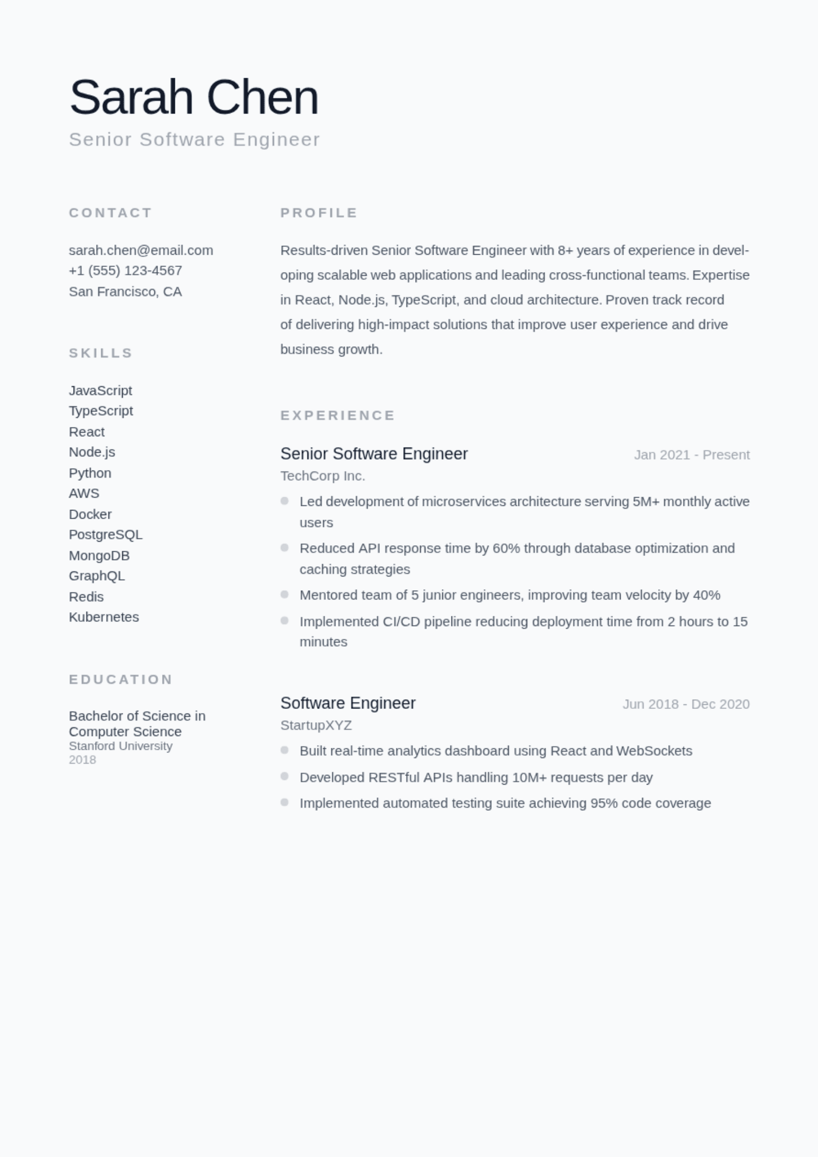 nordic CV template preview