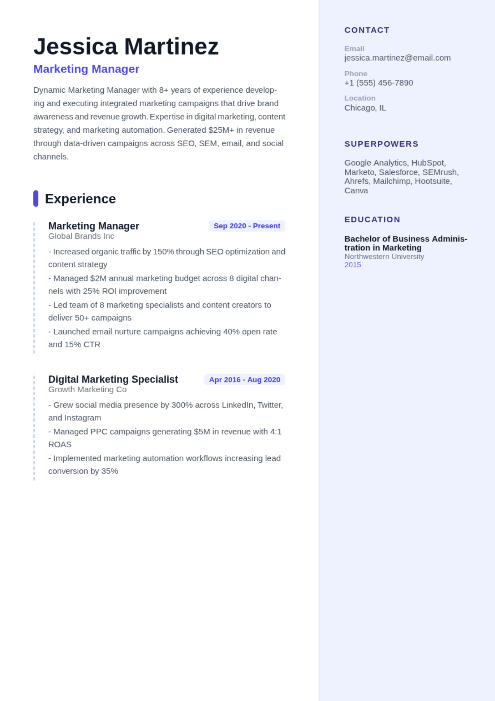 startup CV template preview